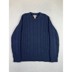 Duluth Trading Co Sweater Mens Large Blue Wool Cashmere Cable Knit Pullover